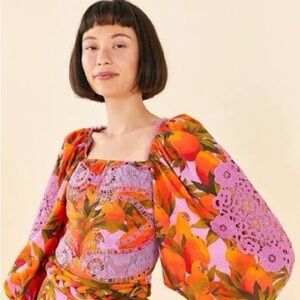 FARM Rio Pink and Orange Floral Blouse